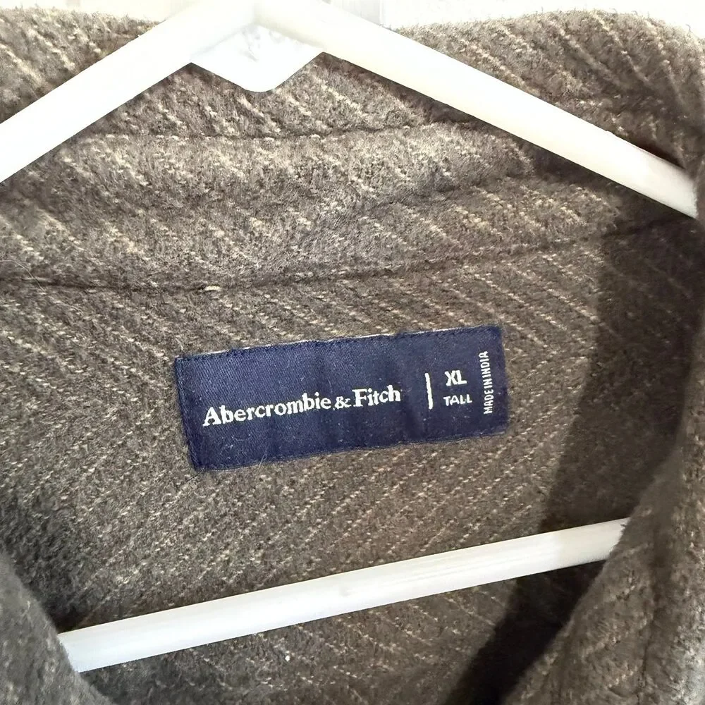 Abercrombie & Fitch Men’s XL Tall Olive Textured Knit Shacket Overshirt Jacket
